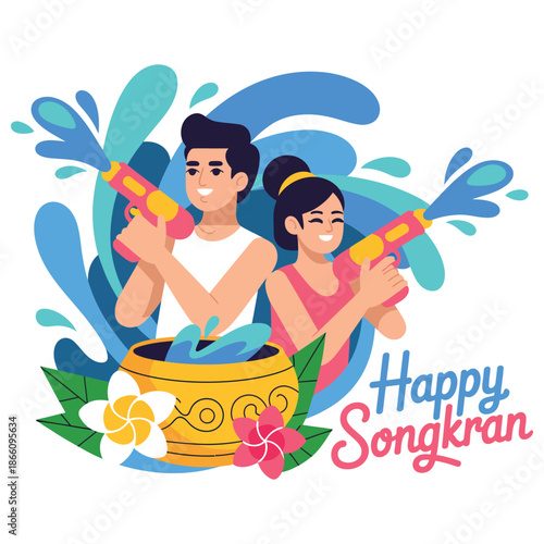 Modern Songkran Festival Vector Design.