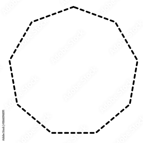 Dotted irregular octagon with angled sides, great for creative diagrams, infographics, or abstract geometric visuals.