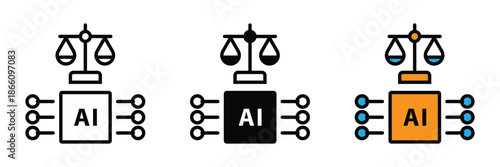 AI processor chip topped with legal scales of justice, illustrating the concept of artificial intelligence ethics, regulations, and legal frameworks.