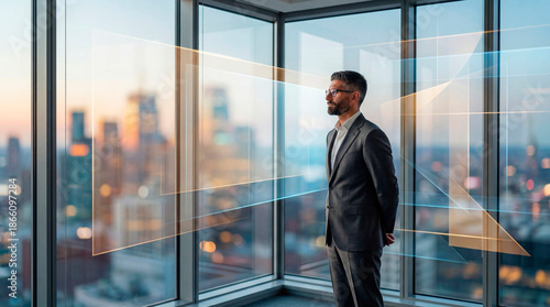 Senior business professional reviewing digital performance inside a modern office