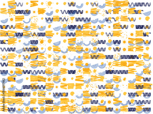 Vibrant abstract pattern with wavy lines and dots