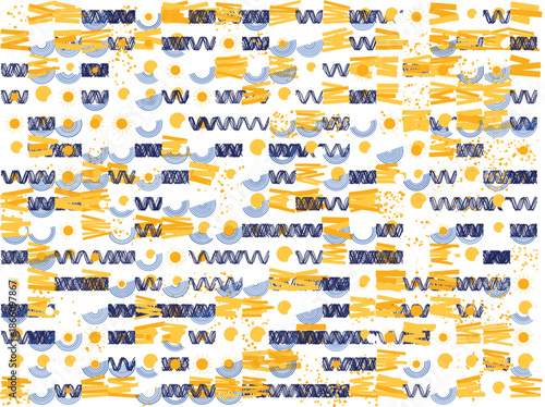 Vibrant wavy pattern with intertwined circles