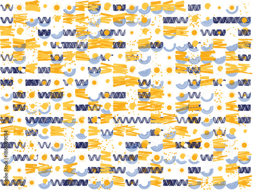 Vibrant wavy pattern with yellow and blue accents