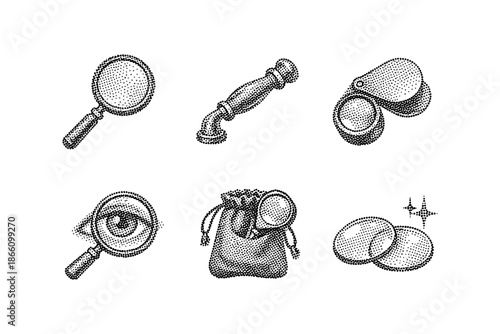 Vintage stippled detective tools and accessories collection