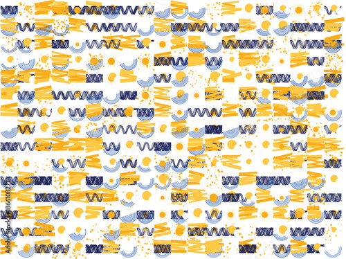 Vibrant wavy patterns in yellow and blue