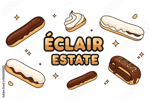 Delicious eclairs delight: chocolate and vanilla pastry heaven