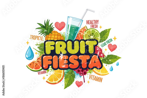 Vibrant fruit fiesta with tropical citrus and refreshing juice elements