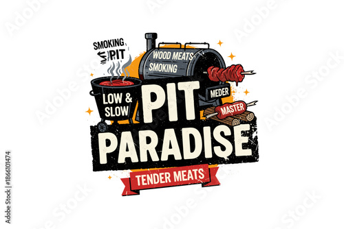Rustic bbq pit paradise with smoking grill and tender meats design