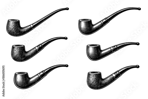 Vintage pipe set: retro smoking accessories collection in classic style
