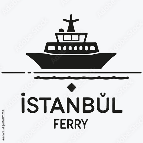 Istanbul ferry travel concept logo sketch illustration vector