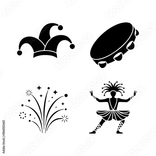 Festival Icons: Festive elements are artistically depicted, evoking a sense of joy and excitement. The illustration captures the essence of celebration and revelry.