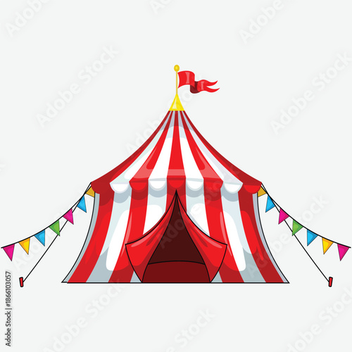 Circus Tent Flat Vector Illustration Isolated on White