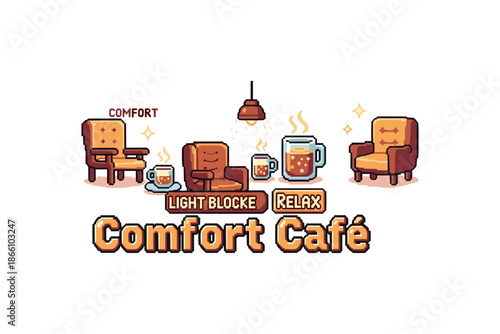 Cozy retro café lounge with steaming beverages and vintage armchairs
