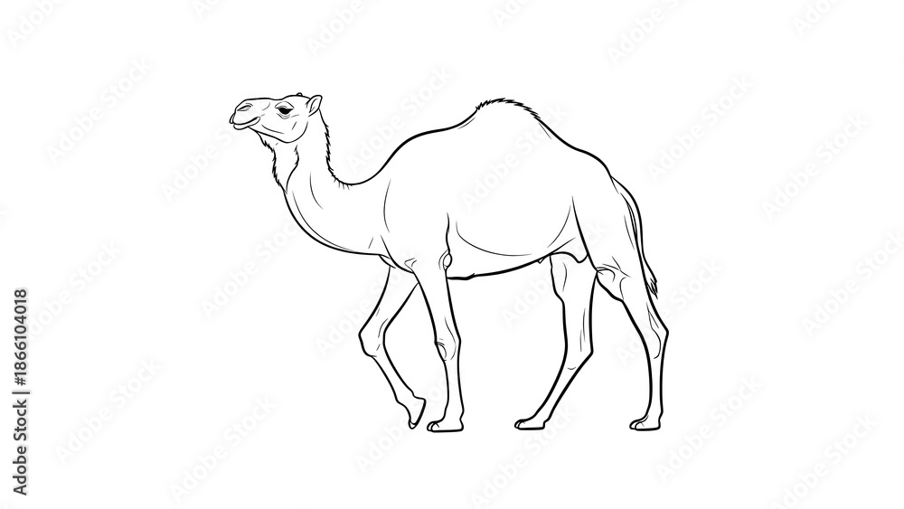 Fototapeta premium Line Drawing of a Camel