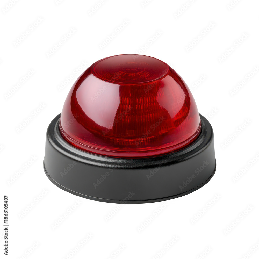 Fototapeta premium A bright red warning light, mounted on a sleek black base, stands out boldly.