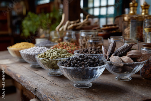 Assorted Spices and Dried Goods Display
