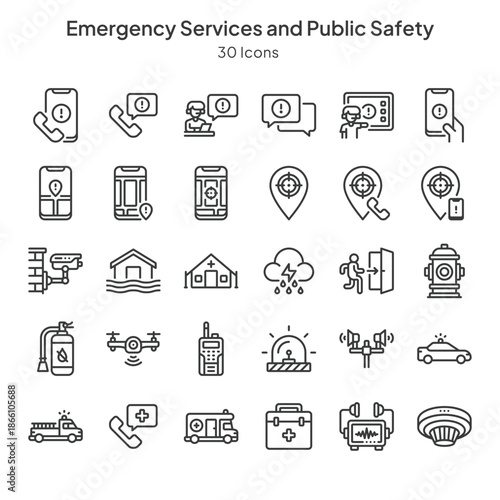 emergency services and public safety icons collection