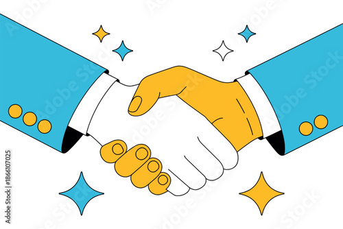 Two businesspeople shaking hands in a symbol of partnership and agreement