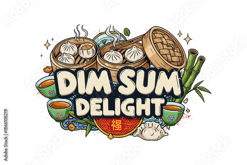 Dim sum delight: vibrant asian cuisine with steamed dumplings and bamboo baskets