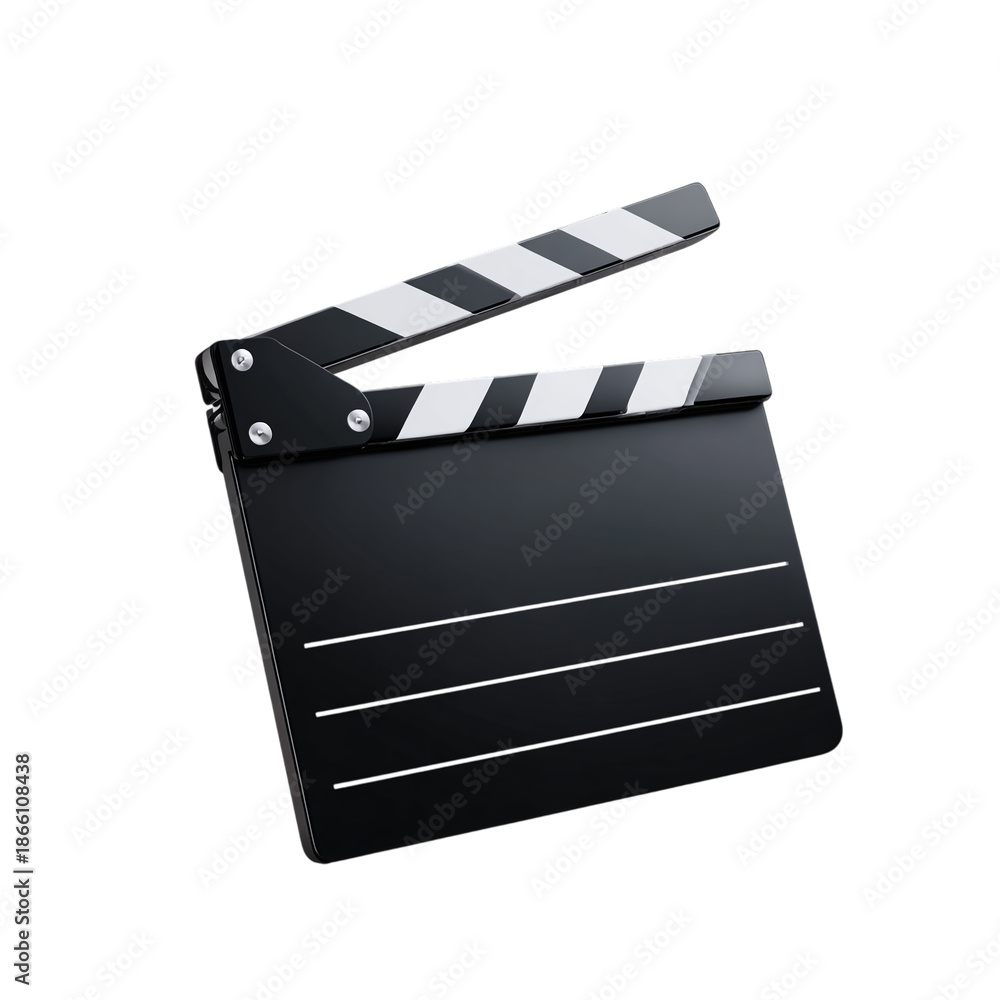 Fototapeta premium Professional three-dimensional film clapperboard for cinematic production and motion picture projects
