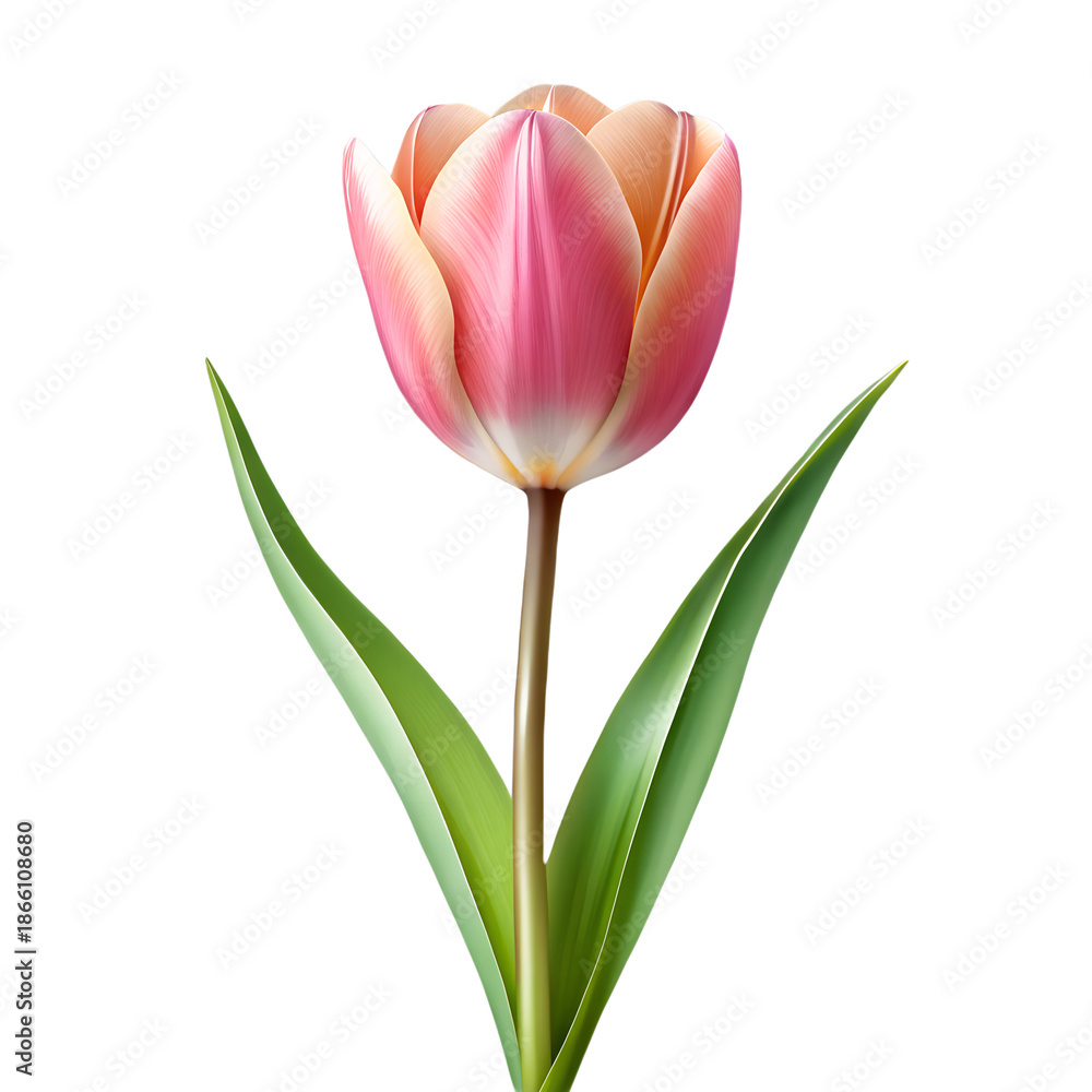 Naklejka premium Pink tulip flower isolated on transparent background