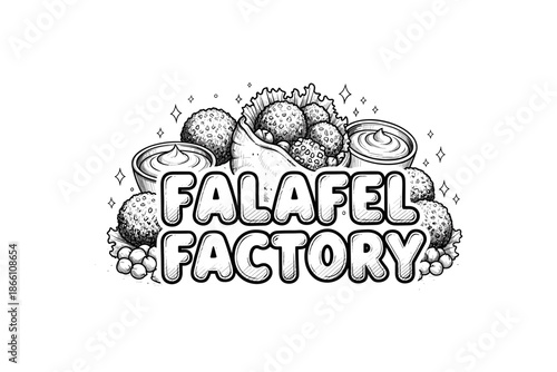 Falafel logo design with hand drawn style and decorative elements
