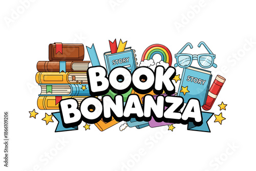 Colorful book festival design with bold typography and fun elements