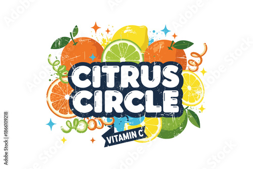 Vibrant citrus circle: colorful fruit design with vitamin c boost