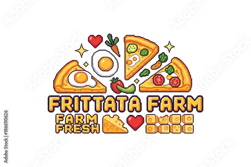 Pixel art breakfast: frittata, pizza, and fresh farm delights