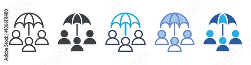 Social Security icon set multiple style collection