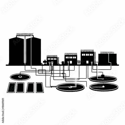 Industrial water treatment plant schematic diagram.