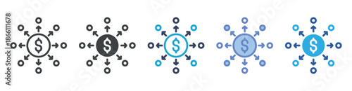 Liabilities icon set multiple style collection