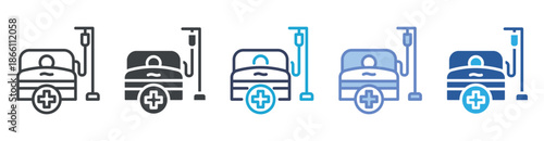 Hospitalization icon set multiple style collection
