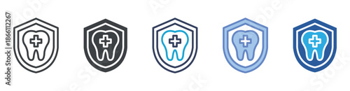 Dental icon set multiple style collection