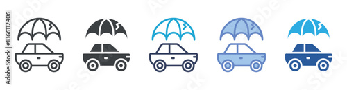 Car Insurance icon set multiple style collection