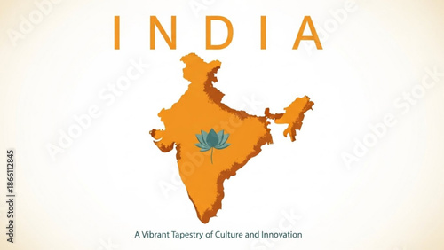 Vibrant india map with lotus flower symbolizing culture and innovation with national and icon and graphic and symbolic and geographic and illustration
