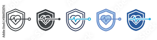 Life Insurance icon set multiple style collection