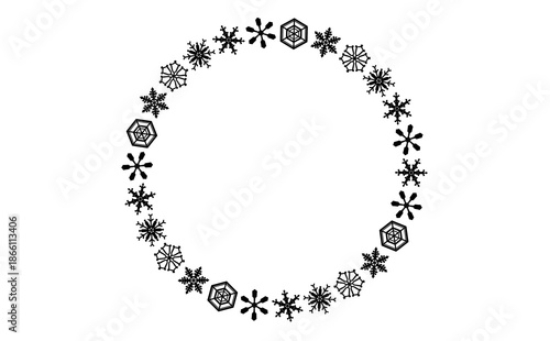 雪の結晶の丸いフレーム　①