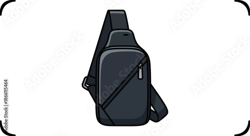 Modern black crossbody sling bag with a single shoulder strap vector illustration.