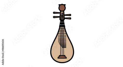 A simple illustration of a traditional Chinese Pipa a four-stringed pear-shaped lute.