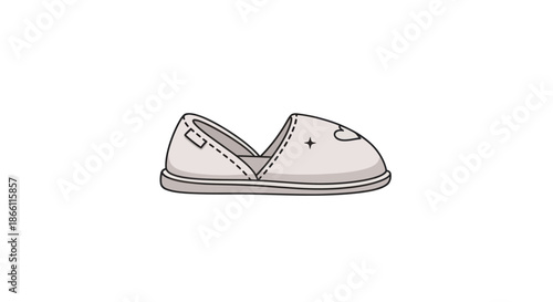 Cute cartoon white slip-on shoe with a heart design.