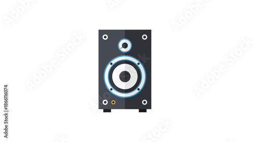 Modern speaker with sleek design and vibrant blue accents