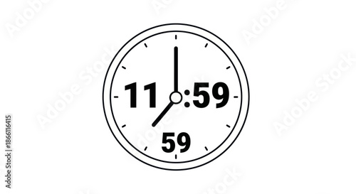 Clock Face Showing Eleven Fifty-Nine Indicating Time.