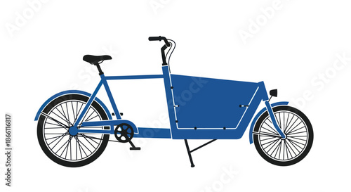 Blue Cargo Bike with Large Front Storage Compartment.