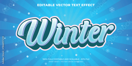 Winter Editable Vector Text Effect with Ice Style Typography