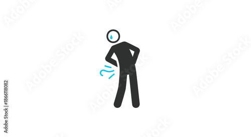 Stick Figure with Back Pain and Sweating Health Problem Illustration.