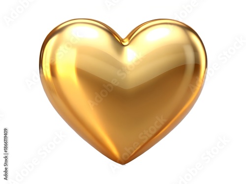shiny 3d golden heart symbol isolated on white background