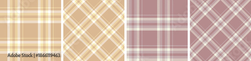 Plaid pattern set and  seamless checkered fabric texture background for skirt, tablecloth, blanket, duvet cover, or other modern fashion print.