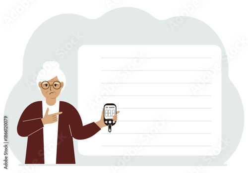 Woman holds a glucometer in his hand. The concept of blood sugar control, diabetic.