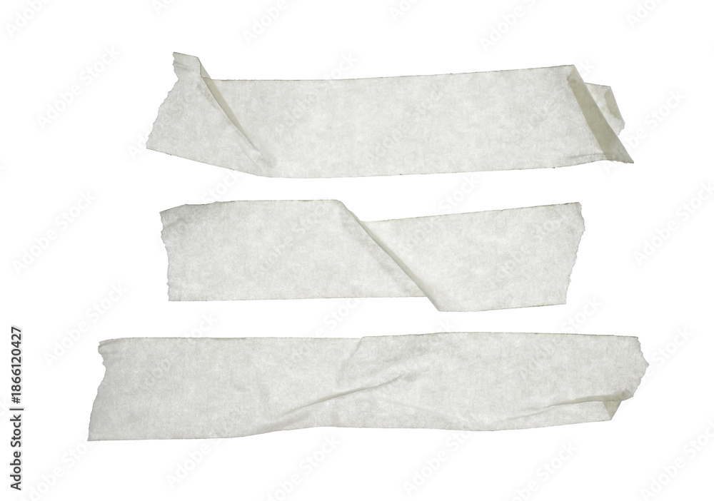 Obraz premium Set of three gray blank paper tape stickers isolated. Template mock up